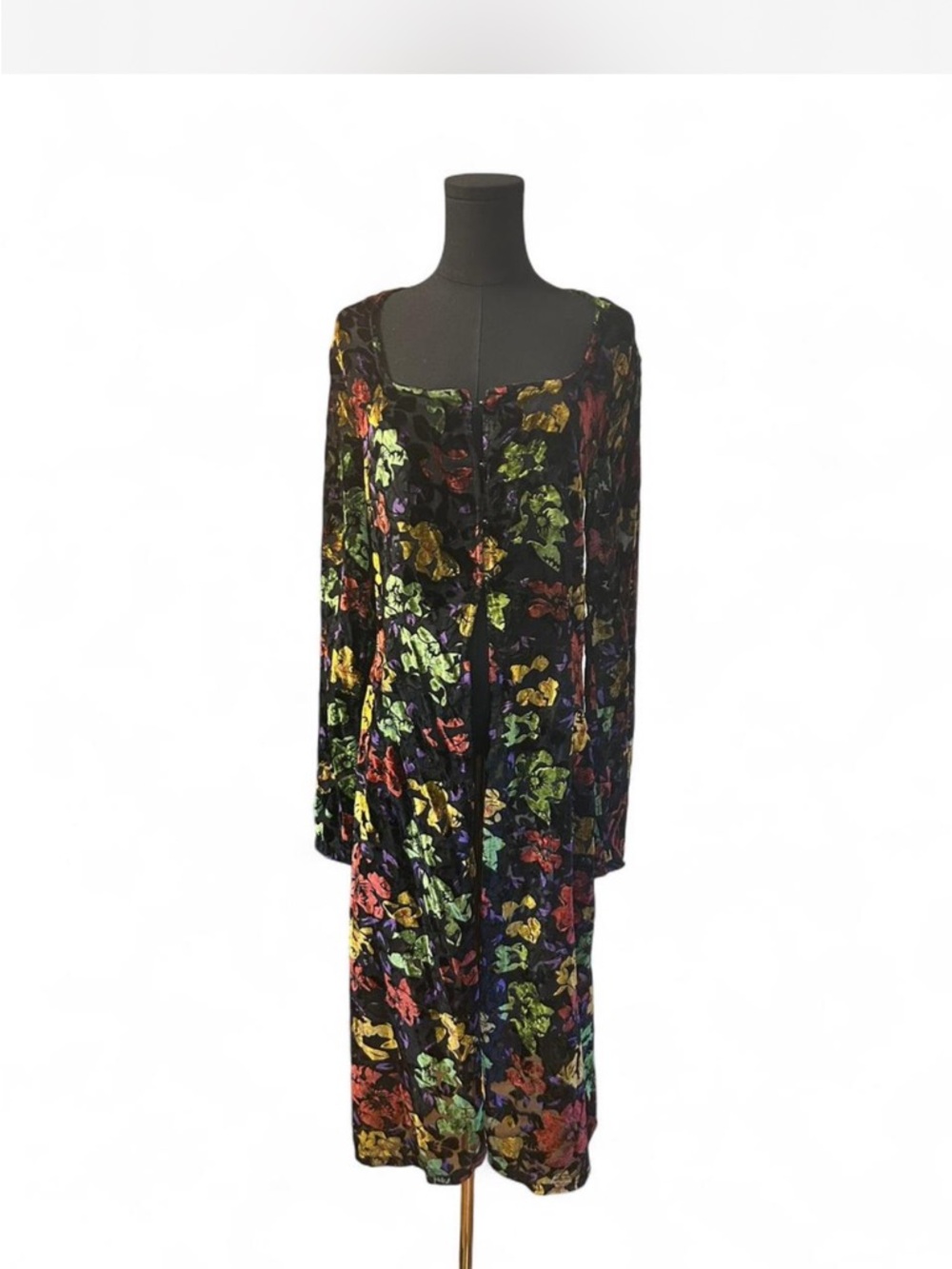 Current Mood Lean On Me Floral Burnout Velvet Duster - Size M